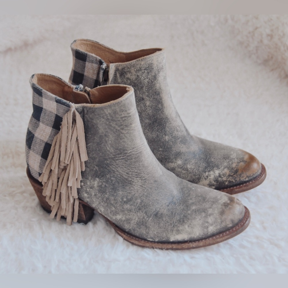 Macie Bean Lumber Jill Distressed Plaid Bootie